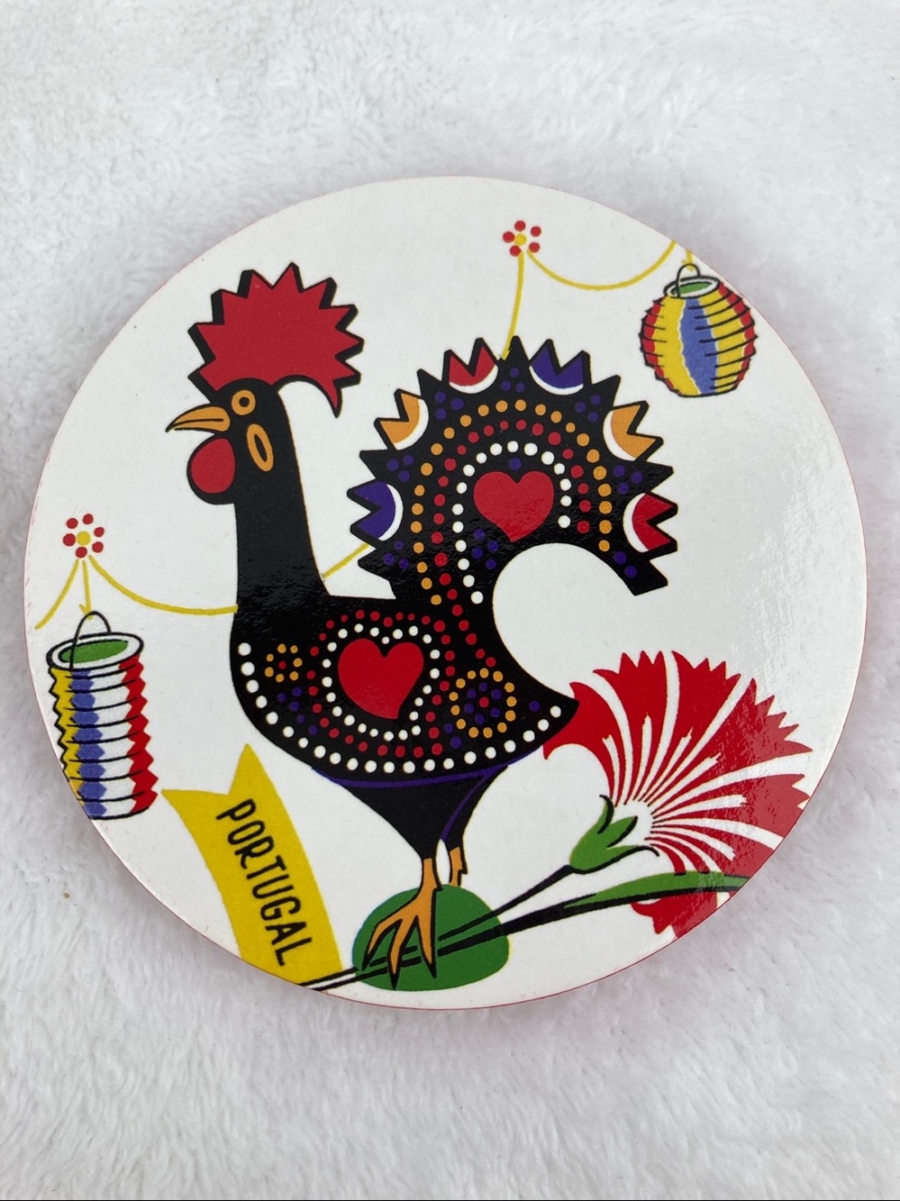 Malabar Folkart Rooster of Barcelos Coasters Portugal Set of 6 Flaw